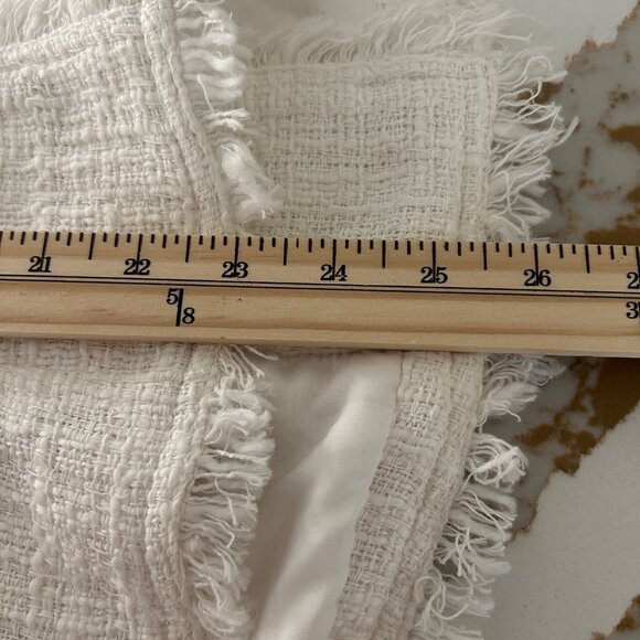 Carolina Belle Montreal Jacket SZL Tweed White Fringe Moto Jacket Blazer NWT - Picture 10 of 12